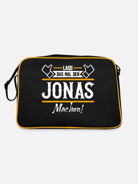 Jonas Geschenkidee Geschenk Geburtstag - Retro Tasche - Schwarz/Gold - Hinten