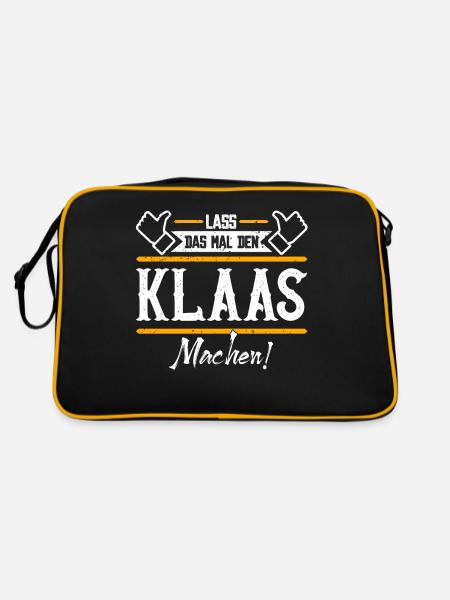 Klaas Geschenkidee Geschenk Geburtstag - Retro Tasche - Schwarz/Gold - Hinten