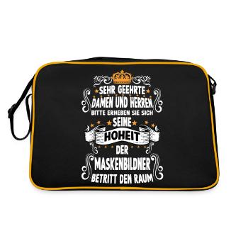 Maskenbildner T Witzig Spruch Motiv Maskenbildner - Retro Tasche - Schwarz/Gold - Hinten