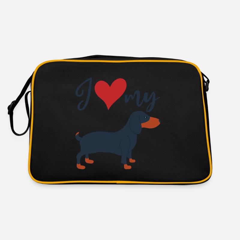Amoureux des chiens J’aime mon teckel Teckel - Sac Retro - noir/or