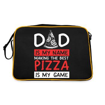 Dad Is My Name Making Pizza Is My Game Pizza Maker - Retro Bag - black/gold - Back