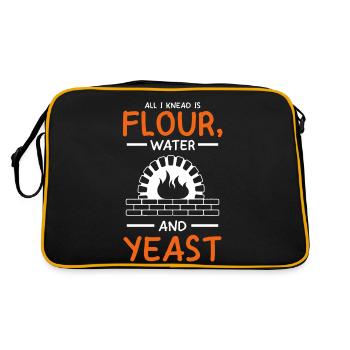 All I Need Is Flour Water And Yeast Pizza Making - Retro Bag - black/gold - Back