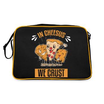 In Cheesus We Crust Funny Pizza Making - Retro Bag - black/gold - Back