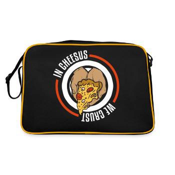 In Cheesus We Crust Funny Pizza Making - Retro Bag - black/gold - Back