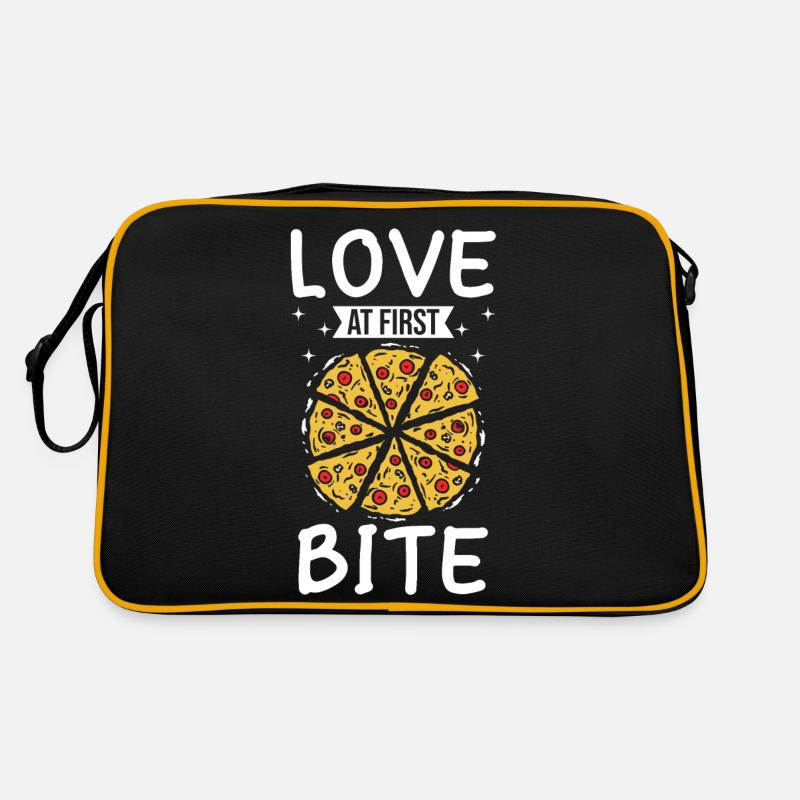 Love At First Bite Funny Pizza Making Retro Tasche