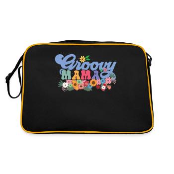 Groovy Mama Garten Pflanze Blumen Blumenschmuck - Retro Tasche - Schwarz/Gold - Hinten