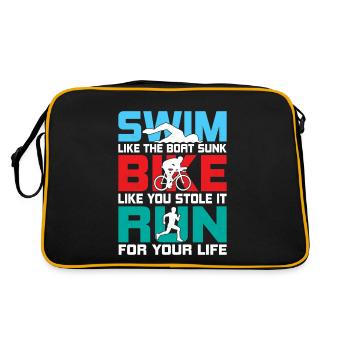 Swim like the boat sunk Bike like you stole it Tri - Retro Bag - black/gold - Back