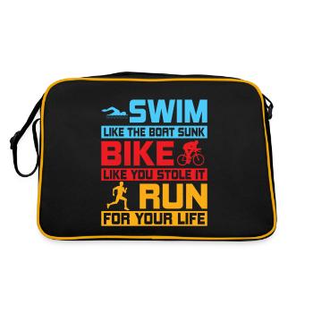 Swim like the boat sunk Bike like you stole it Tri - Retro Bag - black/gold - Back