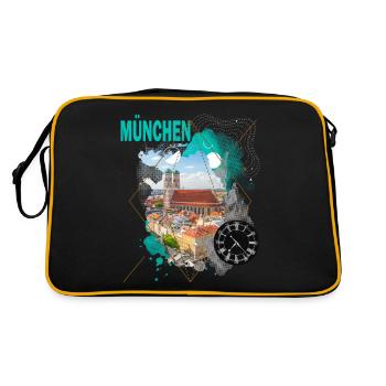 Munich Allemagne City Skyline Vintage Retro - Sac Retro - noir/or - Dos