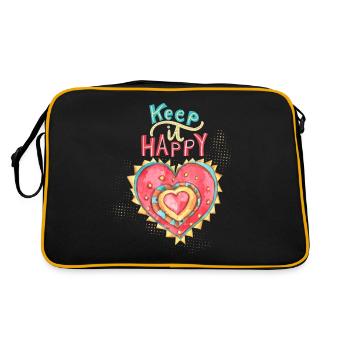 Cœur peint à la main avec la Saint-Valentin disant - Sac Retro - noir/or - Dos