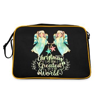 Angel, Angel Watercolor, Christmas Saying - Retro Bag - black/gold - Back