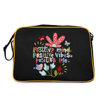 Motivation positive, ondes positives, typographie - Sac Retro - noir/or - Dos