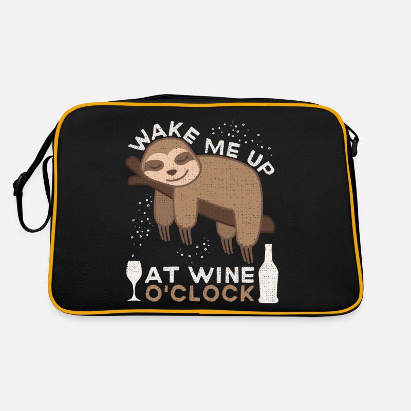 Faultier, lustiger Wein Spruch, Weintrinker Sloth Retro Tasche