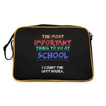 Wenn ich mich in der Schule langweile... - Retro Tasche - Schwarz/Gold - Hinten