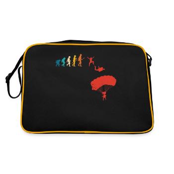 Fallschirmspringen Evolution des Menschen - Retro Tasche - Schwarz/Gold - Hinten