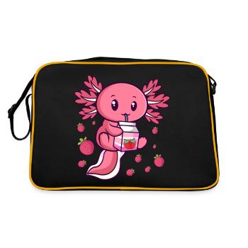 Kawaii Axolotl Milkshake au lait de fraise Anime - Sac Retro - noir/or - Dos