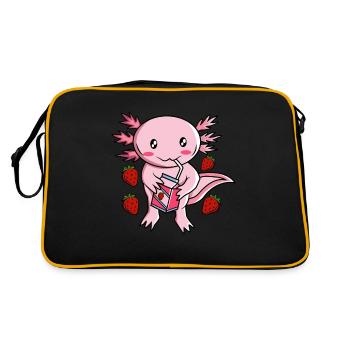 Kawaii Axolotl Milkshake au lait de fraise Anime - Sac Retro - noir/or - Dos
