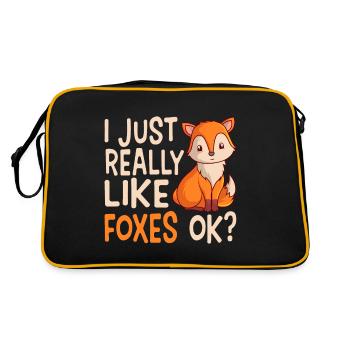 I Just Really Like Foxes OK Fox Lovers Foxes - Retro Bag - black/gold - Back
