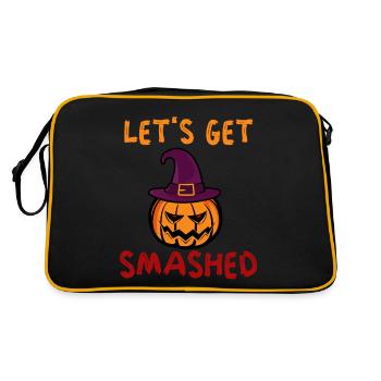 Let's Get Smashed Pumpkin Lantern Witch Halloween - Retro Bag - black/gold - Back