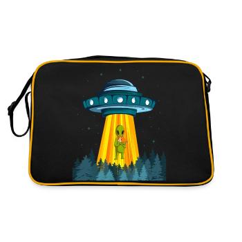 Space Alien Spaceship Cat Ufo Extraterrestrial - Retro Bag - black/gold - Back