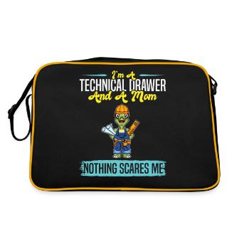 I'm A Technical Drawer And A Mom Nothing Scares Me - Retro Bag - black/gold - Back