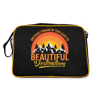 difficult roads often lead to beautiful destinations - Retro Bag - black/gold - Back