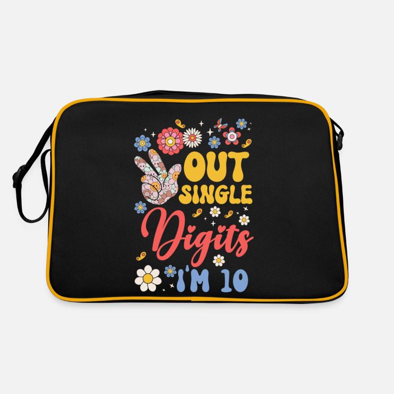 Peace Out Single Digits I'm 10 Flower 10th Retro Tasche