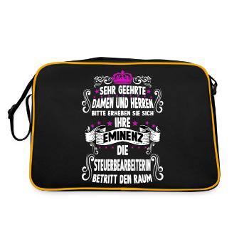 Steuerberaterin T Fun Spruch Motiv Steuerberaterin - Retro Tasche - Schwarz/Gold - Hinten