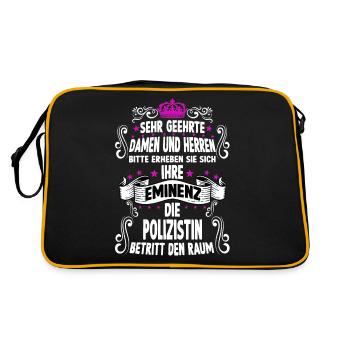 Polizistin T witziges Spruch Motiv Polizistin - Retro Tasche - Schwarz/Gold - Hinten