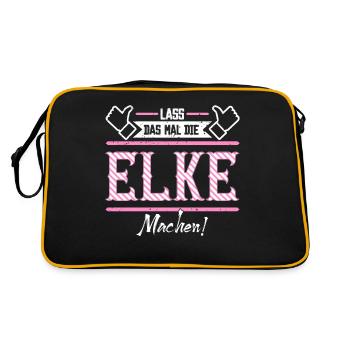 Elke Geschenkidee Geschenk Geburtstag - Retro Tasche - Schwarz/Gold - Hinten