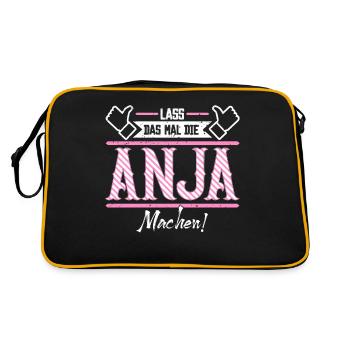 Anja Geschenkidee Geschenk Geburtstag - Retro Tasche - Schwarz/Gold - Hinten