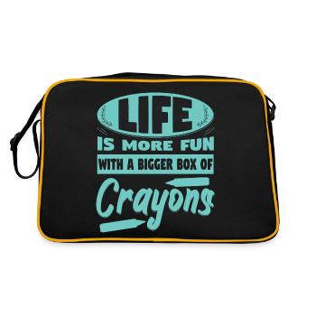 Life Is More Fun With Bigger Box Of Crayons - Retro Bag - black/gold - Back