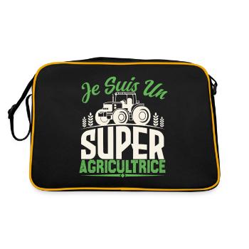 Je suis un super agricultrice. Cadeau agricultrice - Sac Retro - noir/or - Dos