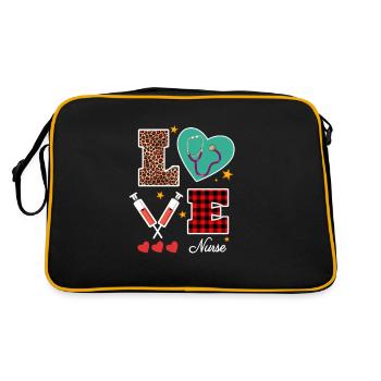 Love Nurse Valentine Nurse Leopard Print Plaid - Sac Retro - noir/or - Dos
