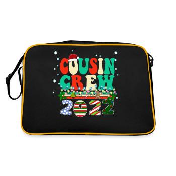 Cousin Crew 2022 Famiy passender Weihnachtspyjama - Retro Tasche - Schwarz/Gold - Hinten