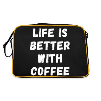 Life is better with coffee Kaffee Koffein Espresso - Retro Tasche - Schwarz/Gold - Hinten