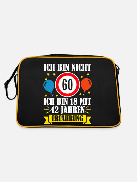 Ich Bin Nicht 60 Ich Bin 18 Mit 42 Jahren - Retro Tasche - Schwarz/Gold - Hinten