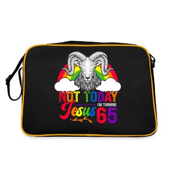 Not today Jesus I will be 65 Rainbow sheep - Retro Bag - black/gold - Back
