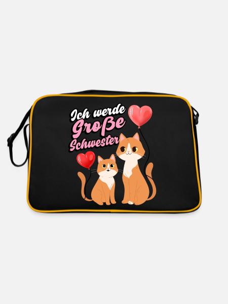 Ich Werde Große Schwester Family Siblings Love - Retro Tasche - Schwarz/Gold - Hinten