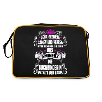 Buchbinderin T witziges Spruch Motiv Buchbinderin - Retro Tasche - Schwarz/Gold - Hinten
