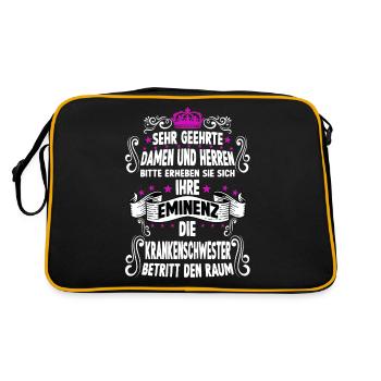Krankenschwester T witzig Spruch Krankenpflegerin - Retro Tasche - Schwarz/Gold - Hinten