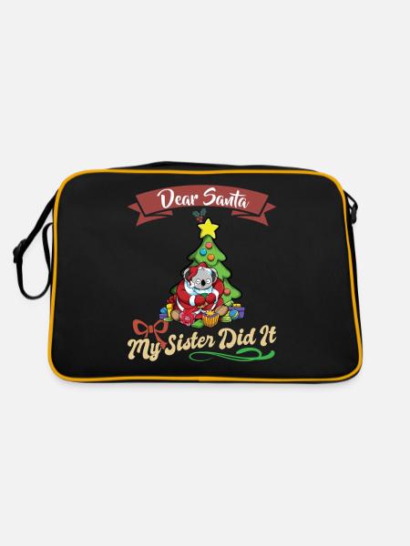 Cher Père Noël Ma sœur l’a fait frères et sœurs Noël - Sac Retro - noir/or - Dos