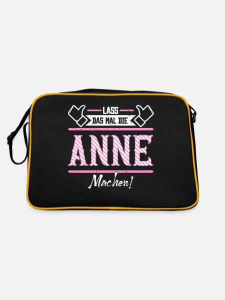 Anne Geschenkidee Geschenk Geburtstag - Retro Tasche - Schwarz/Gold - Hinten