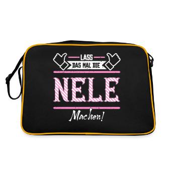 Nele Geschenkidee Geschenk Geburtstag - Retro Tasche - Schwarz/Gold - Hinten