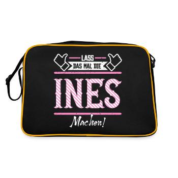 Ines Geschenkidee Geschenk Geburtstag - Retro Tasche - Schwarz/Gold - Hinten