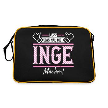 Inge Geschenkidee Geschenk Geburtstag - Retro Tasche - Schwarz/Gold - Hinten