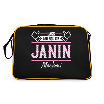 Janin Geschenkidee Geschenk Geburtstag - Retro Tasche - Schwarz/Gold - Hinten