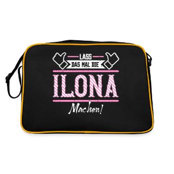 Ilona Geschenkidee Geschenk Geburtstag - Retro Tasche - Schwarz/Gold - Hinten