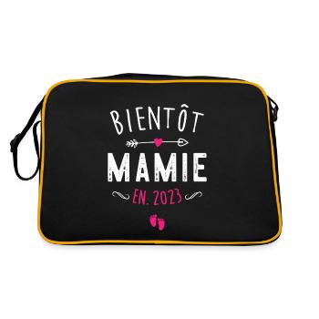 bientôt Mamie 2023 Nouvelle Naissance Grossesse - Sac Retro - noir/or - Dos