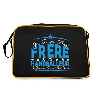 J'ai deux titres frère et Handballeur Cadeau frère - Sac Retro - noir/or - Dos